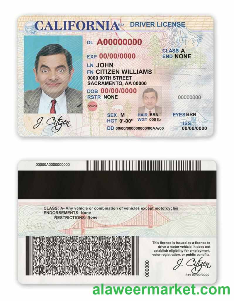 USA state California driver license